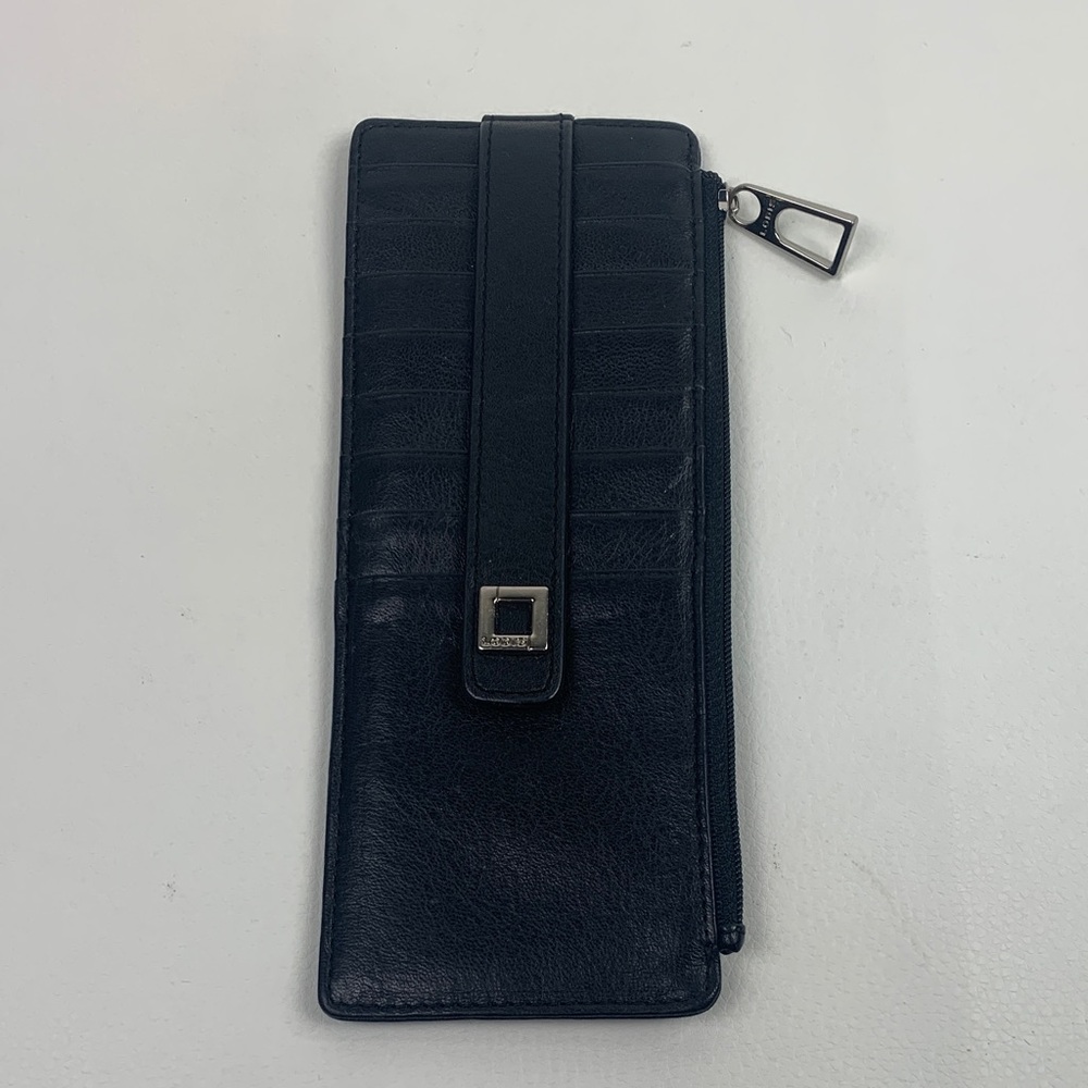 Lodis Black Slim Leather Wallet Zip close Slip and ID pockets